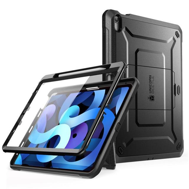 UB PRO Full-body Rugged Cover for iPad Air 4, showcasing its durable design and built-in screen protector.